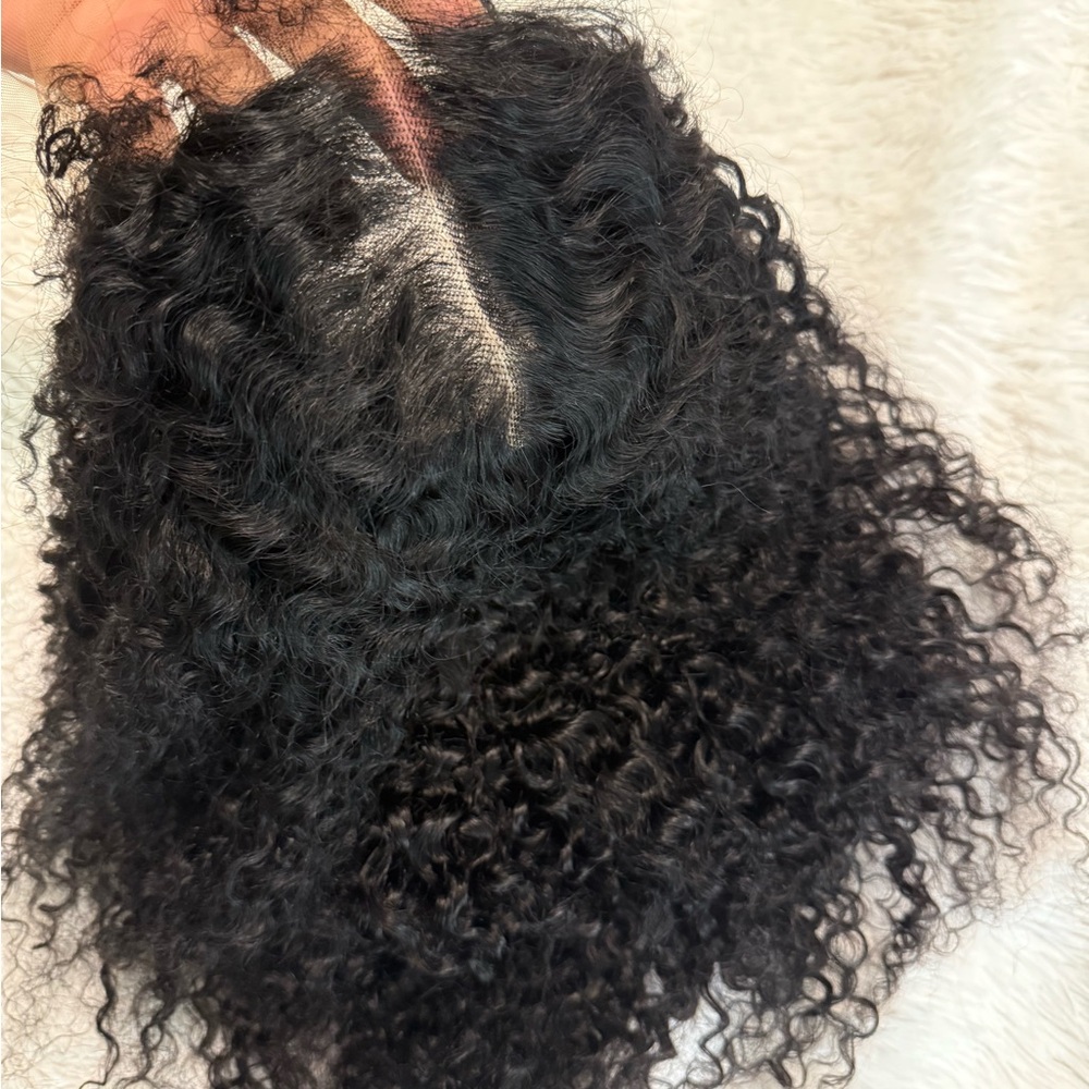 Black Curly Human Hair Wig - Picture 2 of 2